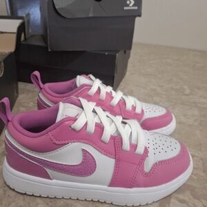 Jordan Kids Pink and White Sneakers